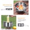 Lixada Camping Cookware Set, 4PCS Portable Stainless Steel Camp Cook Set, Lightweight Stackable Camping Pots and Pans Plate Set Camping Gear for Outdoor Backpacking Camping Hiking Picnic view 2