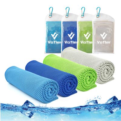 Cooling Towel,Vofler 4 Pack Cool Towels Microfiber Chilly Ice Cold Head Band Bandana Neck Wrap (40"x 12") for Athletes Men Women Youth Kids Dogs Yoga Outdoor Golf Running Hiking Sports Camping Travel