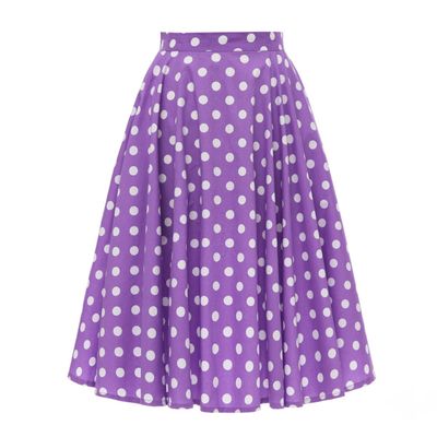 1950s Vintage Dresses for Women A-Line Cotton Audrey Retro Rockabilly Polka Dots Skater Party Cocktail Wedding Evening Swing Dress Purple XL
