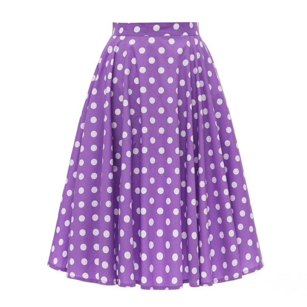 1950s Vintage Dresses for Women A-Line Cotton Audrey Retro Rockabilly Polka Dots Skater Party Cocktail Wedding Evening Swing Dress Purple XL