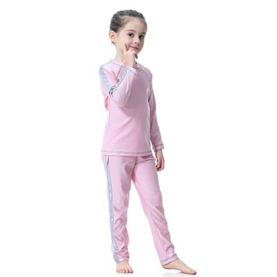 OBEEII Muslim Swimsuits for Girls Full Coverage Swimwear Islamic Hijab Long Sleeve Bathing Suit Burkini Swimsuits Pink03 18-24 Months