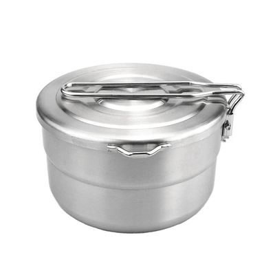 Lixada Stainless Steel Camping Cook Pot 1.5L with Lid and Folding Handle, Large Capacity Bento Pot for Outdoor Backpacking, Hiking, Picnic