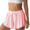 Flowy Athletic Shorts for Women Running Tennis Butterfly Shorts Girls 2-in-1 Double Layer Quick-Drying Comfy Shorts Small, Pale Pink view 1