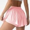 Flowy Athletic Shorts for Women Running Tennis Butterfly Shorts Girls 2-in-1 Double Layer Quick-Drying Comfy Shorts Small, Pale Pink view 2