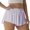 Flowy Athletic Shorts for Women Running Tennis Butterfly Shorts Girls 2-in-1 Double Layer Quick-Drying Comfy Shorts (Medium, Pale Purple) view 1