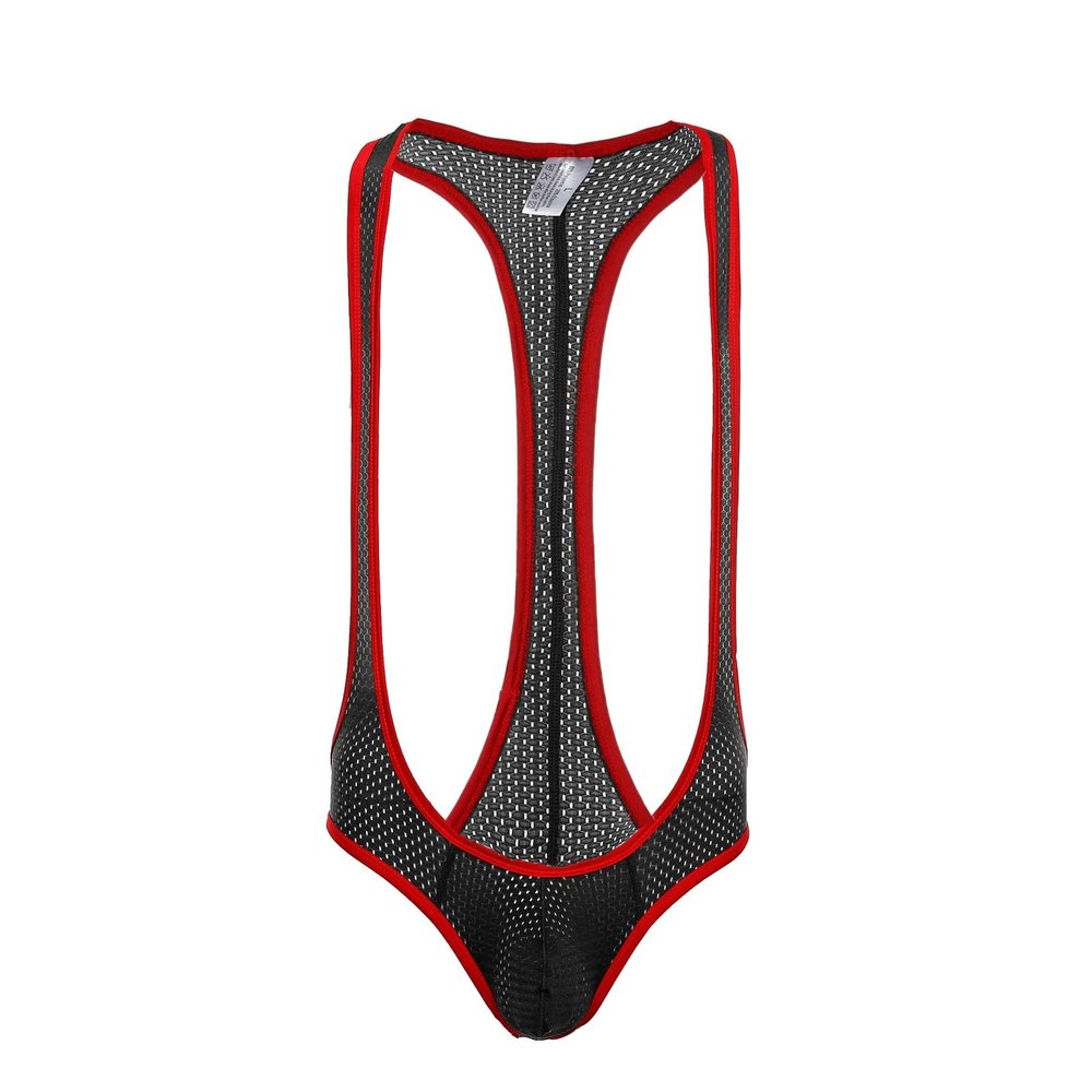 Men'S Sexy Low Rise Panties Sexy Lingerie Mesh Bodysuit Mens Jockstrap Backless One Piece Body Suit Briefs Gay Black