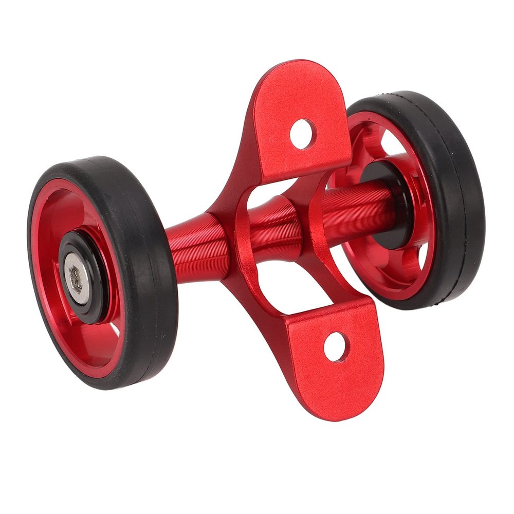 Easywheel Double Rear Wheels for Folding Bike, Mudguard Extension Roller Assembly, Aluminum Alloy (Red)