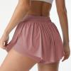 Flowy Athletic Shorts for Women Running Tennis Butterfly Shorts Girls 2-in-1 Double Layer Quick-Drying Comfy Shorts (Small, Dark Pink) view 2