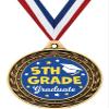 3" Kids Graduates Trophy Medal Awards, 5th Grade Graduation Gold Duo Medal, 50 Pack view 1