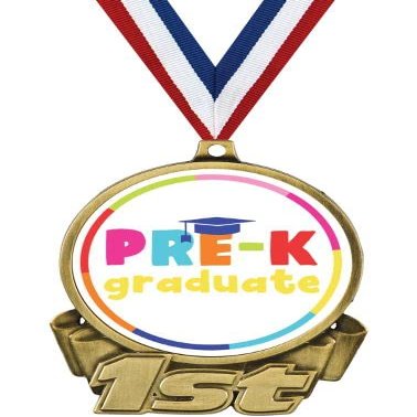 3" Gold Graduation Trophy Medal Award, Pre-K Graduate First Place Medal, 50 Pack