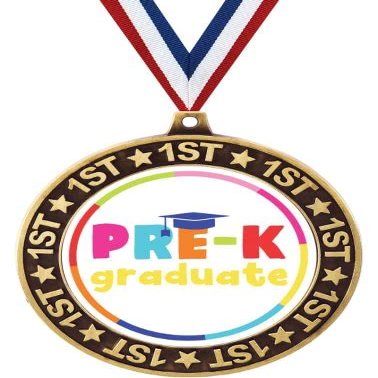 2.75" Pre-K Graduate 1st Place Perimeter Medal, Kids Graduating Trophy Medal Awards, 50 Pack Prime