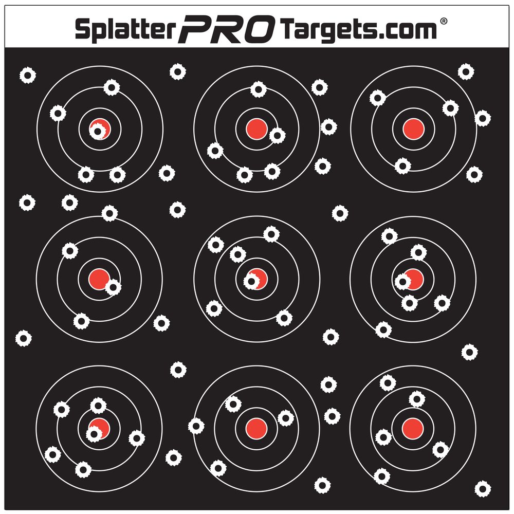 12x12 Splatter Targets. Shots Burst with Bright White Halo Upon Impact. Instantly See Your Shots.