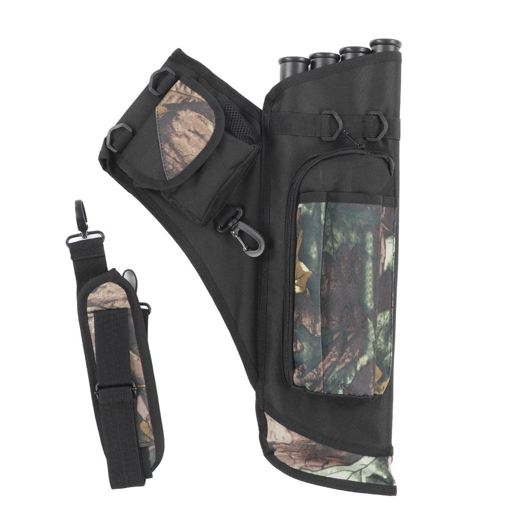Storage Bag Portable 4 Tube Quiver with Shoulder Strap, Competitive Recurve Bow and Outdoor Archery Fitting for Outdoor Archery Sports(Camouflage)