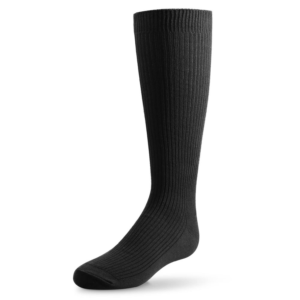 Zubii Kids thin Ribbed Knee Socks (10, Black)