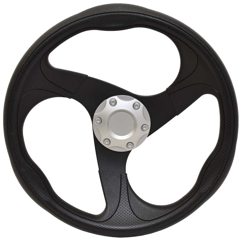 Legend Bass Boat Steering Wheel | w/Cap 13 1/4 Inch Black Plastic