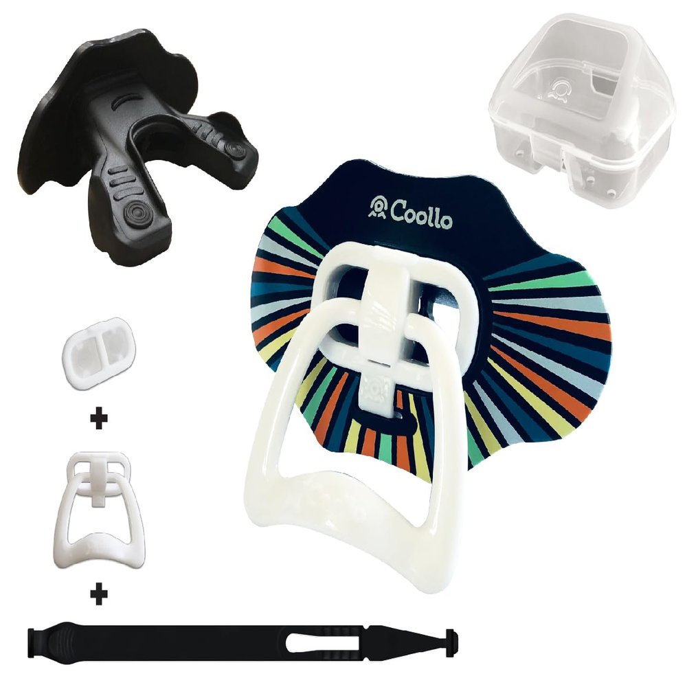 COOLLO SPORTS Football Mouth Guard Lip Guard 3-in-1 Transformer Pacifier Football Sports Lip Protector for Adults & Youth USA Flag & Fangs Mouthpiece (Case Included) (Spectrum (One Layer))