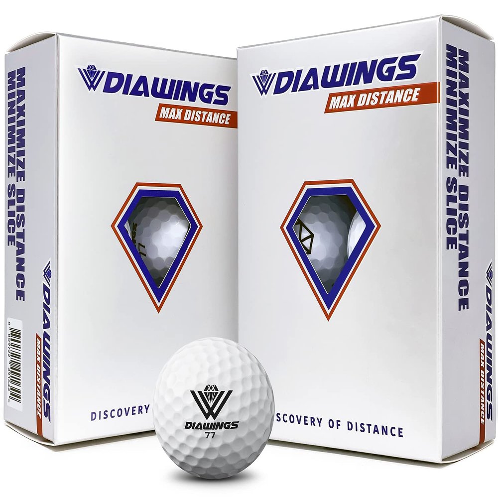 Diawings Max Distance Golf Balls Easy Control & Straight Flight | Increased Distance for Slower Swing Speeds | USGA & R&A Conforming | 12 Balls