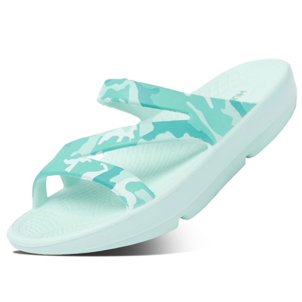 HUHV Z Strap Unisex Recovery Comfort Slide Sandals - Ocean Camo, Men's 8/ Women's 10 M