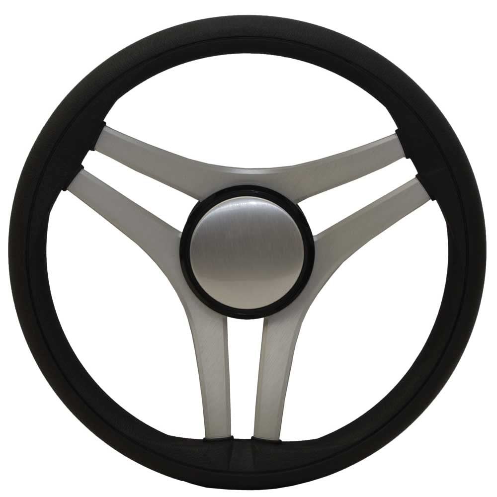 UFlex Boat Steering Wheel 3MLN3511GD | 13 3/4 Inch Black Silver