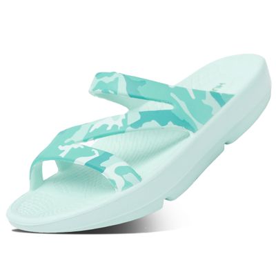 HUHV Z Strap Unisex Recovery Comfort Slide Sandals - Ocean Camo, Men's 7/ Women's 9 M