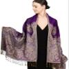 Achillea Soft Silky Reversible Paisley Pashmina Shawl Wrap Scarf w/Fringes (Big Paisley Purple) view 1