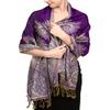 Achillea Soft Silky Reversible Paisley Pashmina Shawl Wrap Scarf w/Fringes (Big Paisley Purple) view 2
