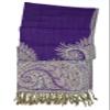 Achillea Soft Silky Reversible Paisley Pashmina Shawl Wrap Scarf w/Fringes (Big Paisley Purple) view 4