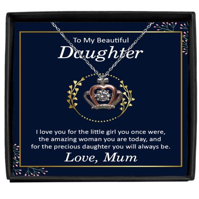 zapbest Crown Pendant Necklace Luxury Box To My PrecIous Daughter Necklace, Birthday Necklace For Daughter, Anniversary Necklace For Daughter, From Mother,