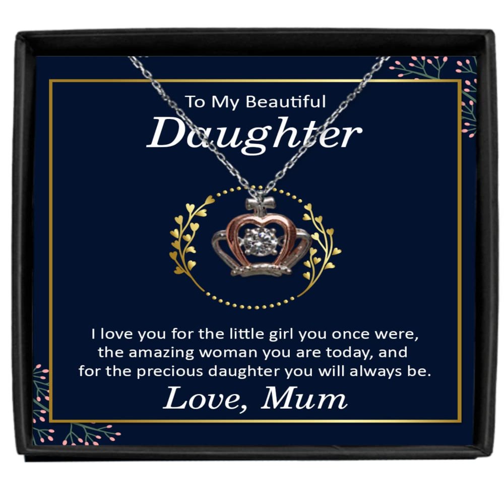 zapbest Crown Pendant Necklace Luxury Box To My PrecIous Daughter Necklace, Birthday Necklace For Daughter, Anniversary Necklace For Daughter, From Mother,