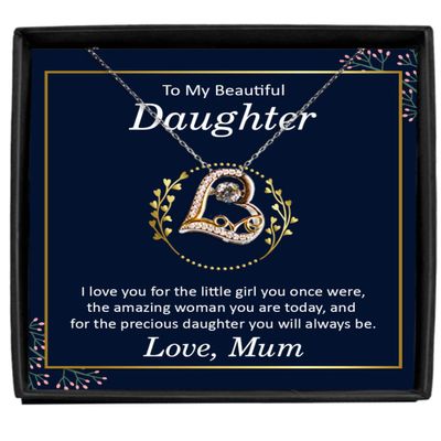 zapbest Love Dancing Necklace Luxury Box To My PrecIous Daughter Necklace, Birthday Necklace For Daughter, Anniversary Necklace For Daughter, From Mother, L