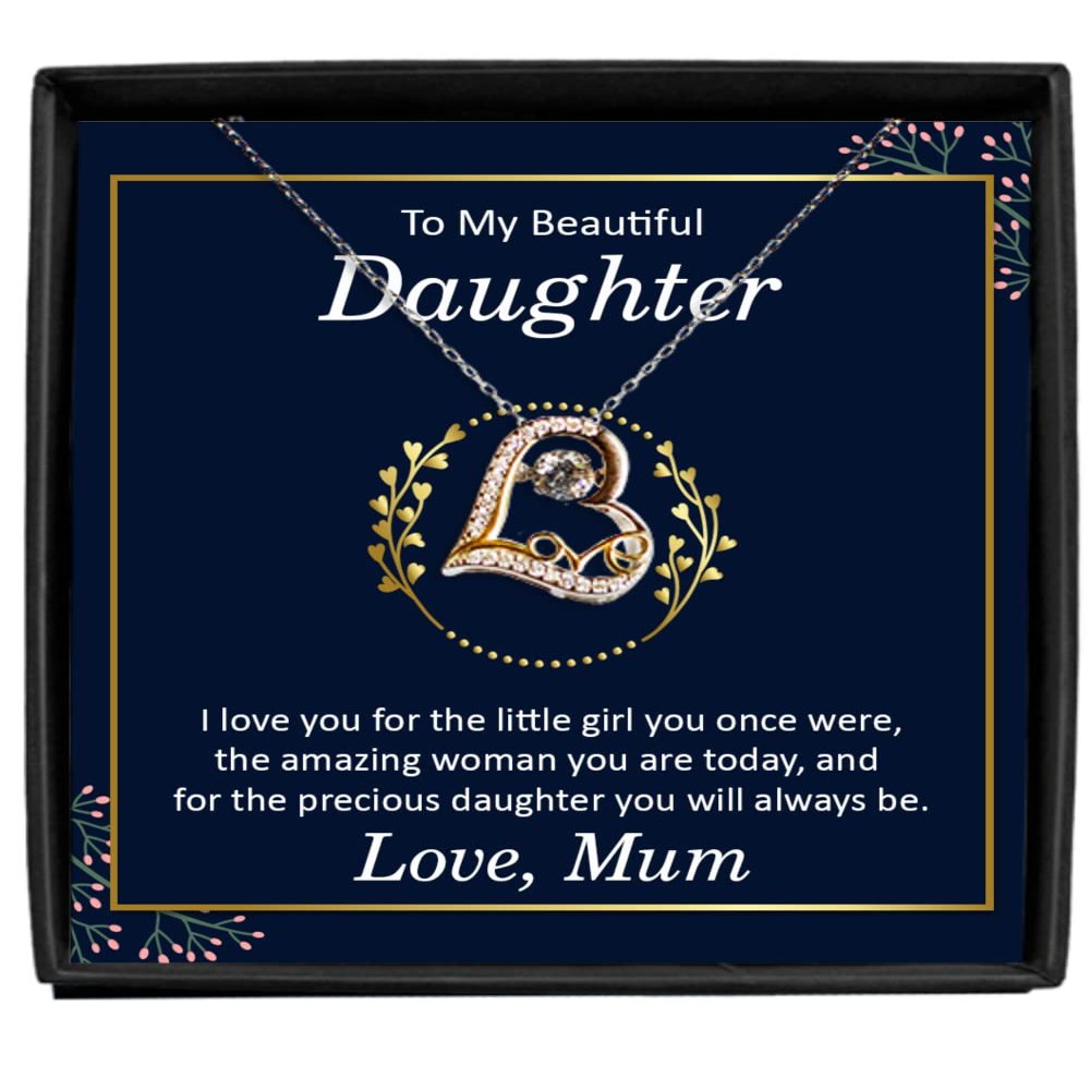 zapbest Love Dancing Necklace Luxury Box To My PrecIous Daughter Necklace, Birthday Necklace For Daughter, Anniversary Necklace For Daughter, From Mother, L