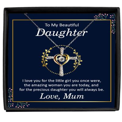 zapbest Cross Dancing Necklace Luxury Box To My PrecIous Daughter Necklace, Birthday Necklace For Daughter, Anniversary Necklace For Daughter, From Mother,