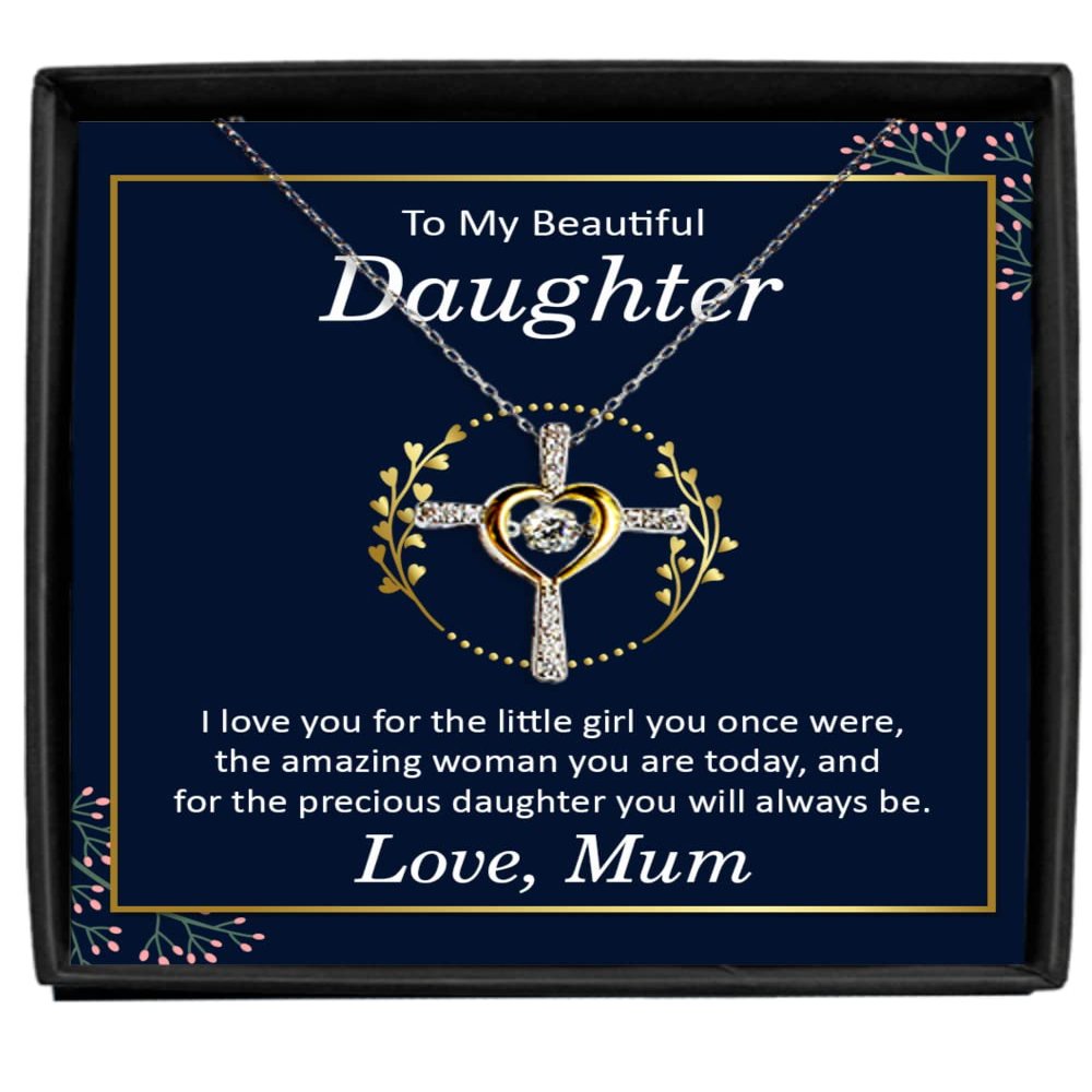 zapbest Cross Dancing Necklace Luxury Box To My PrecIous Daughter Necklace, Birthday Necklace For Daughter, Anniversary Necklace For Daughter, From Mother,
