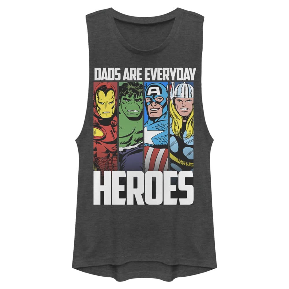 Marvel Classic Everyday Hero Dad Women's Muscle Tank, Charcoal, Medium