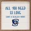 Kendrick Home + Stadium All You Need Is Love And A Win Collegiate Framed Square Wood Sign With State And Team Logo (8x8, All You Need Is Love Creighton) view 1