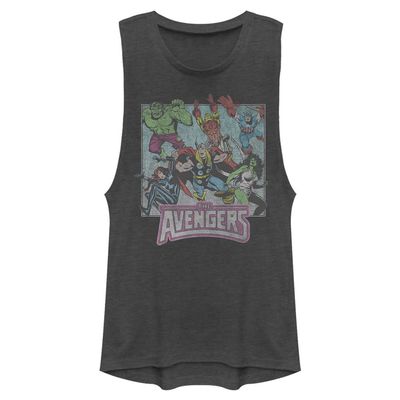 Marvel Classic Avengers Squared Women's Muscle Tank, Charcoal, Large