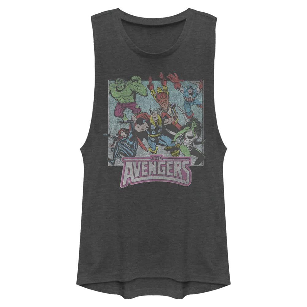 Marvel Classic Avengers Squared Women's Muscle Tank, Charcoal, Large