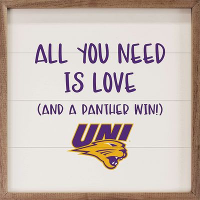 Kendrick Home + Stadium All You Need Is Love And A Win Collegiate Framed Square Wood Sign With State And Team Logo (16x16, All You Need Is Love UNI)
