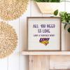 Kendrick Home + Stadium All You Need Is Love And A Win Collegiate Framed Square Wood Sign With State And Team Logo (16x16, All You Need Is Love UNI) view 3