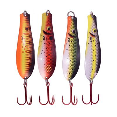 Doctor Spoon 4 Pack Premium Ultra Violet Fishing Spoons - Featuring Innovative Image and Ultra Violet Finish Technology - Great for Jigging, Trolling, and Casting in Both Fresh and Salt Water