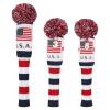 Craftsman Golf USA Flag Knit Vintange Pom Pom 3pcs Headcover Set Sock Covers for Driver and Woods view 1