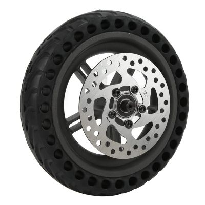 Electric Scooter Rear Wheel Assembly, 8.5In Rubber Hub Solid Tire 220lb Load Honeycomb Replacement With 120mm Brake Disk Set for PRO2 2 Wheel Electric