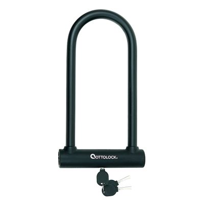 OTTOLOCK Sidekick XL Full-Size U-Lock - Heavy Duty Anti Theft Bicycle U-Lock with Keys, Silicone-Coated, Bike Accessories, Black