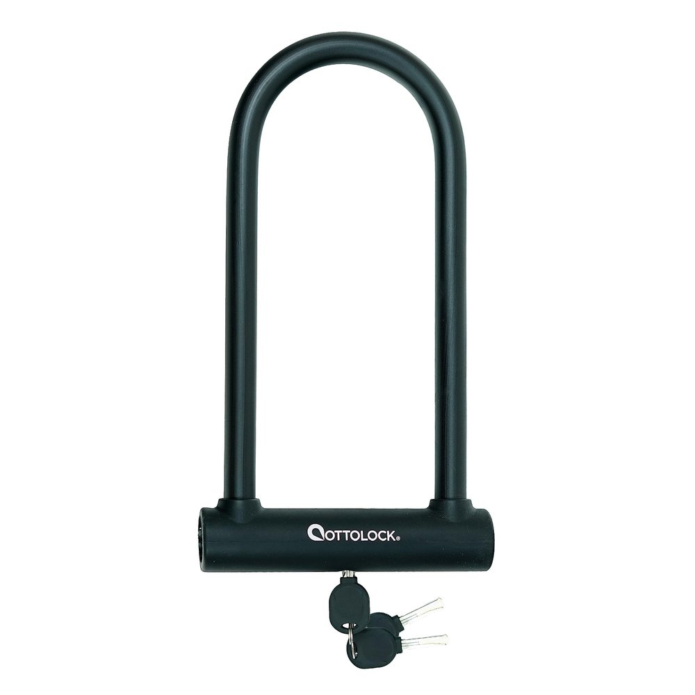 OTTOLOCK Sidekick XL Full-Size U-Lock - Heavy Duty Anti Theft Bicycle U-Lock with Keys, Silicone-Coated, Bike Accessories, Black