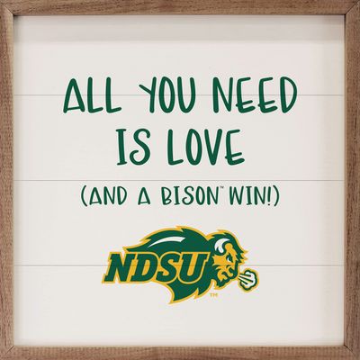 Kendrick Home + Stadium All You Need Is Love And A Win Collegiate Framed Square Wood Sign With State And Team Logo (24x24, All You Need Is Love NDSU)