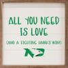 Kendrick Home + Stadium All You Need Is Love And A Win Collegiate Framed Square Wood Sign With State And Team Logo (24x24, All You Need Is Love North Dakota) view 1