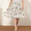 Allegra K Women's Floral Skirts Spring Smocked Elastic Waist A-Line Below Knee Length Ruffle Tiered Skirt X-Large White Purple view 2