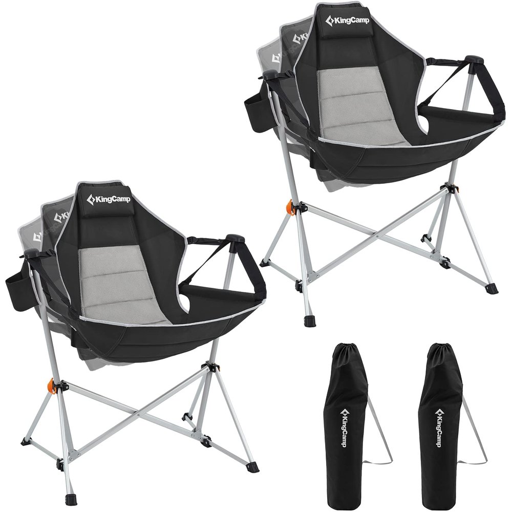 KingCamp Hammock Camping Chair, Swinging Portable Folding Camp Chairs for Adults Max 400lbs Heavy Duty Foldable Oversized Rocker with Aluminum Alloy Frame Cup Holder for Outdoor Beach Patio Sport