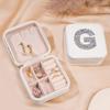 AILIN Personalized Monogram Jewelry Box With Rhinestones Custom Initial Jewelry Organizer Case Portable Travel Jewelry Case For Rings Earrings Necklaces Bracelets view 2