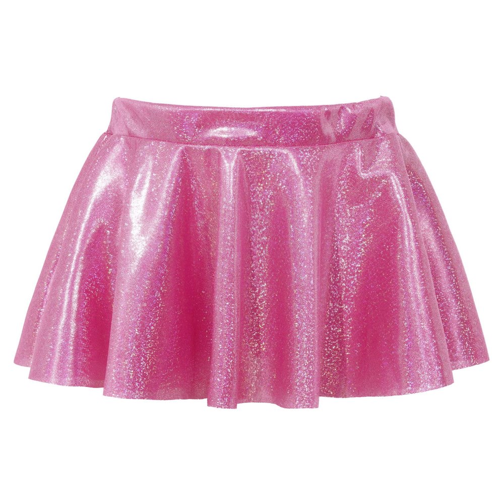 easyforever Kids Girls Shiny Metallic Ballet Dance Mini Skirts High Waisted Pleated Skater A-Line Flare Skirts Skort 2Hot Pink 2-4 Years